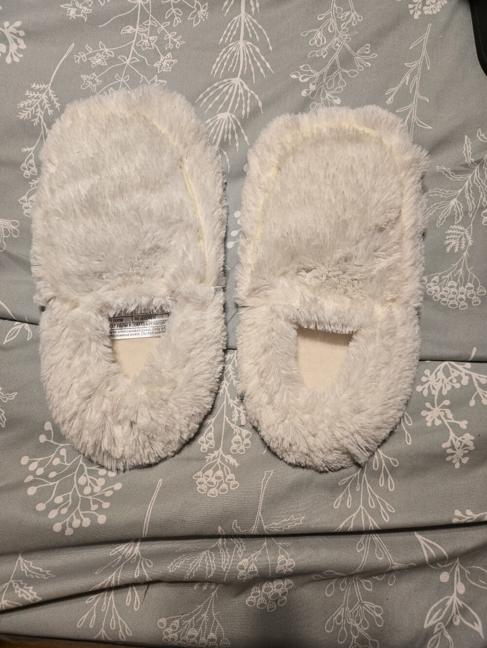 Warmies Cozy Plush Faux Fur Slippers in Light Cream